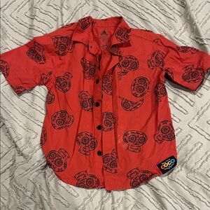 Disney Red Shirt with Black Skull Design